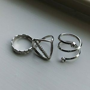 Three sterling plated silver rings